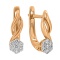 Earrings with Diamond Clusters and Curved Arches. Hypoallergenic 585 Rose Gold, Rhodium Detailing