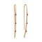 Threader Earrings with Hanging Rubies. Hypoallergenic 585 Rose Gold, Rhodium Detailing