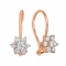 Colorless CZ Snowflake Kids' Earrings. Certified 585 (14kt) Rose Gold, Rhodium Detailing