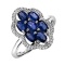 Sapphire and Diamond Shield Ring in White Gold. Tested 585 (14K) White Gold, Rhodium Finish