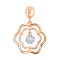 Diamond Pendant with Botanical Motifs. Certified 585 (14kt) Rose Gold, Rhodium Detailing