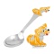 Child Silver Spoon a Yellow Puppy and Clock. Antimicrobial 925/999 Silver, Hot Enamel