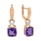 "Rhapsody in Purple" Earrings. Hypoallergenic Cadmium-free 585 (14K) Rose Gold