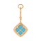 Reverse of Diamond Earrings with Turquoise Rhombus Pendants