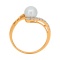 Ring with 7mm Cultured Pearl and 9 Diamonds. Hypoallergenic 585 Rose Gold, Rhodium Detailing. View 5