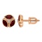 Marquise-shaped Garnet and Round Diamond Studs. Hypoallergenic Cadmium-free 585 (14K) Rose Gold