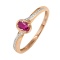 Ring with an Oval Ruby Flanked by 20 Diamonds. Hypoallergenic 585 Rose Gold, Rhodium Detailing