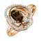 Smoky Quartz and Diamond Galaxy Ring. Hypoallergenic Cadmium-free 585 (14K) Rose Gold