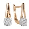Dual-gold Arch Earrings with Diamond Clusters. Tested 585 (14K) Rose and White Gold