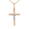Catholic Crucifix Pendant. Certified 585 (14kt) Rose and White Gold
