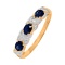 Ring with 10 Diamonds and 3 Oval-cut Sapphires. Hypoallergenic 585 Rose Gold, Rhodium Detailing