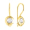 Yellow Gold CZ-encrusted French Wire Earrings. European-cut CZ, Certified 585 (14kt) Yellow Gold
