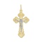 Diamond-cut Orthodox Cross Pendant. 585 (14kt) Yellow and White Gold