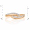 Openwork Wavy Ring Featuring 22 Diamonds. Hypoallergenic 585 Rose Gold, Rhodium Detailing. View 2