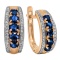 Diamond Edges with Sapphire Center Row Earrings. Hypoallergenic Cadmium-free 585 (14K) Rose Gold