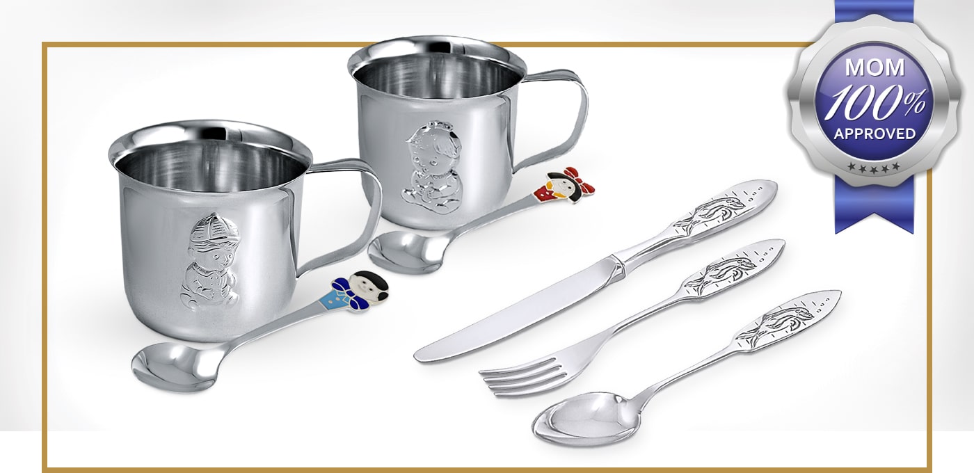 GIFT QUALITY International Wild Rose Sterling Silver Baby Fork and Spoon Set 