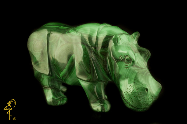 Malachite hippopotamus from the Carving Museum of the Golden Flamingo Jewelers Malachite hippopotamus from the Carving Museum of the Golden Flamingo Jewelers