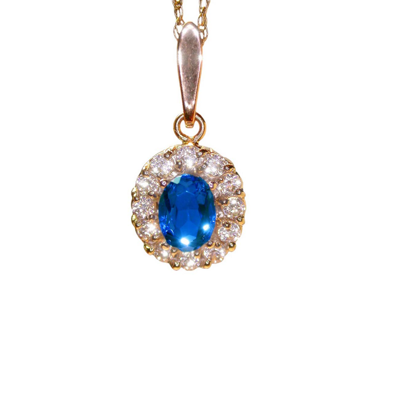 Sapphire halo pendant Golden Flamingo