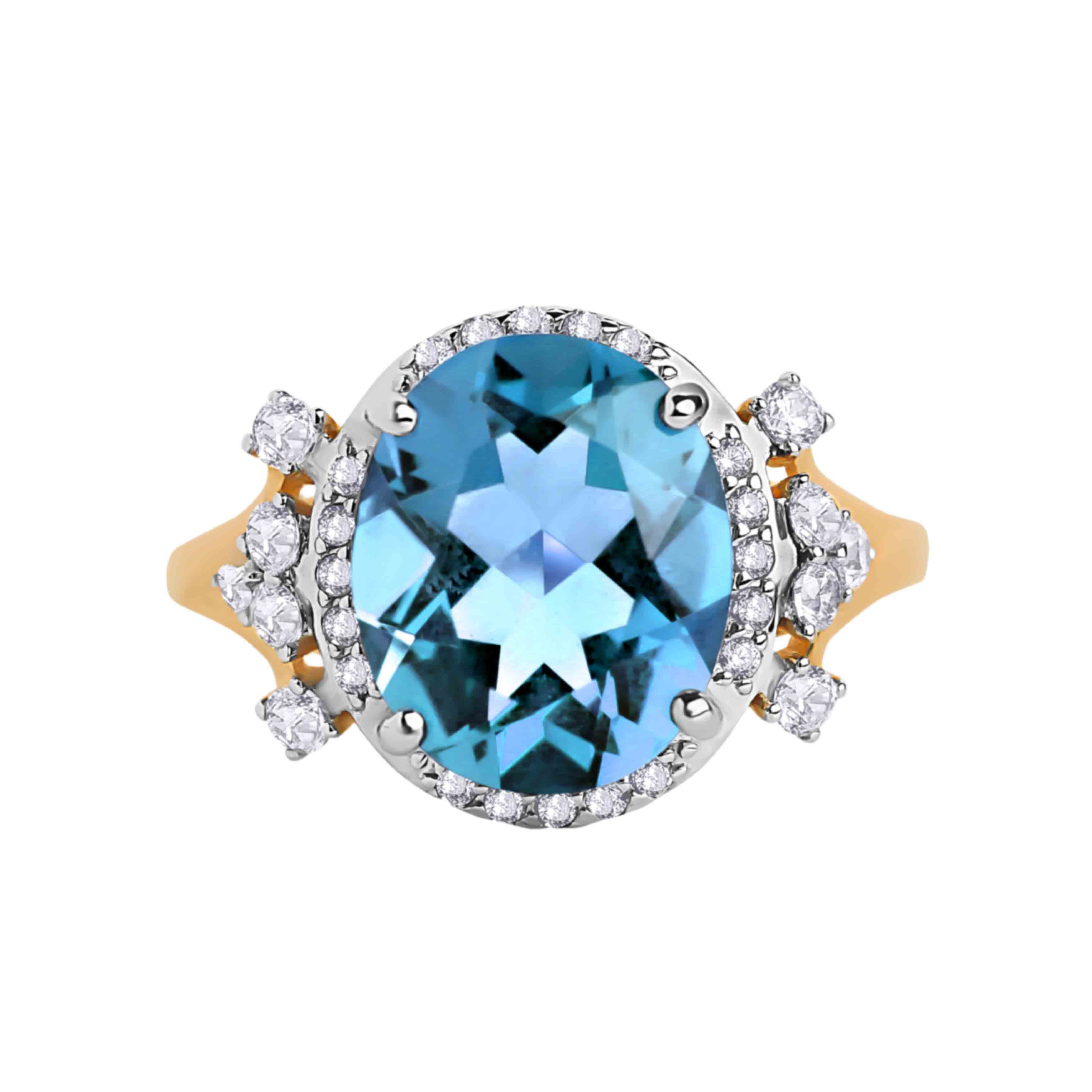 Blue topaz gold ring | Golden Flamingo