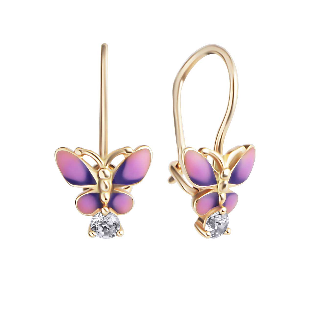 Children's Earrings. Butterfly kids earrings Golden Flamingo