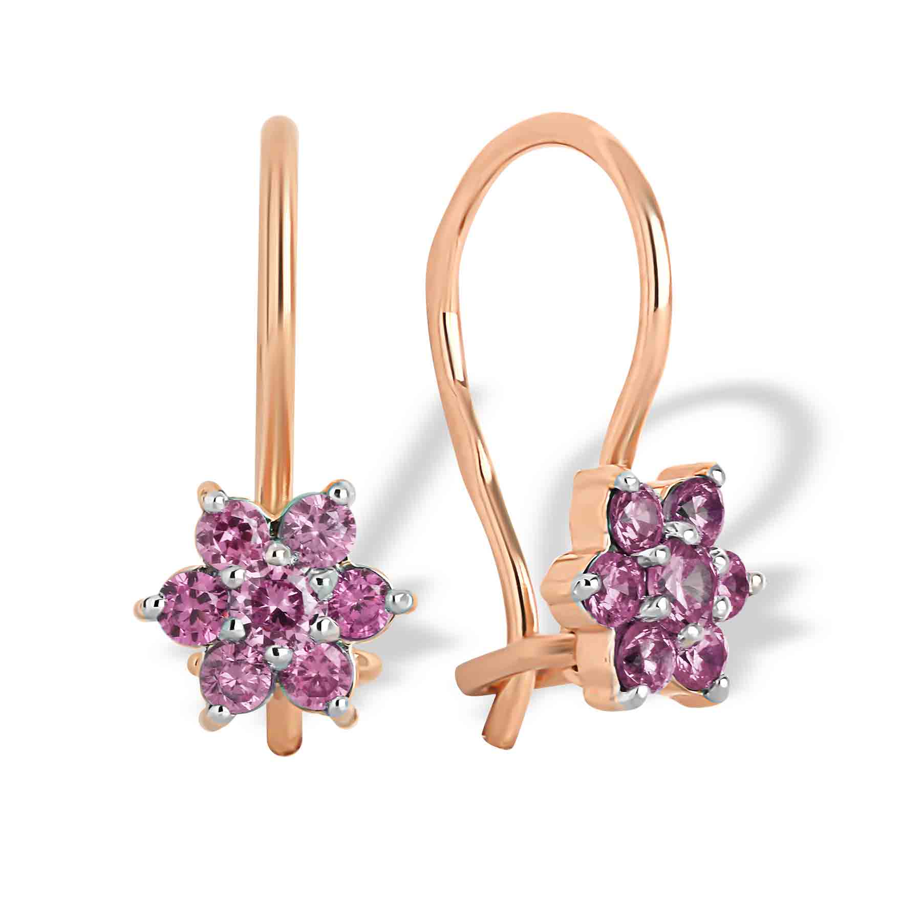 Rose de France Amethyst first earrings in 14K rose gold | Golden Flamingo