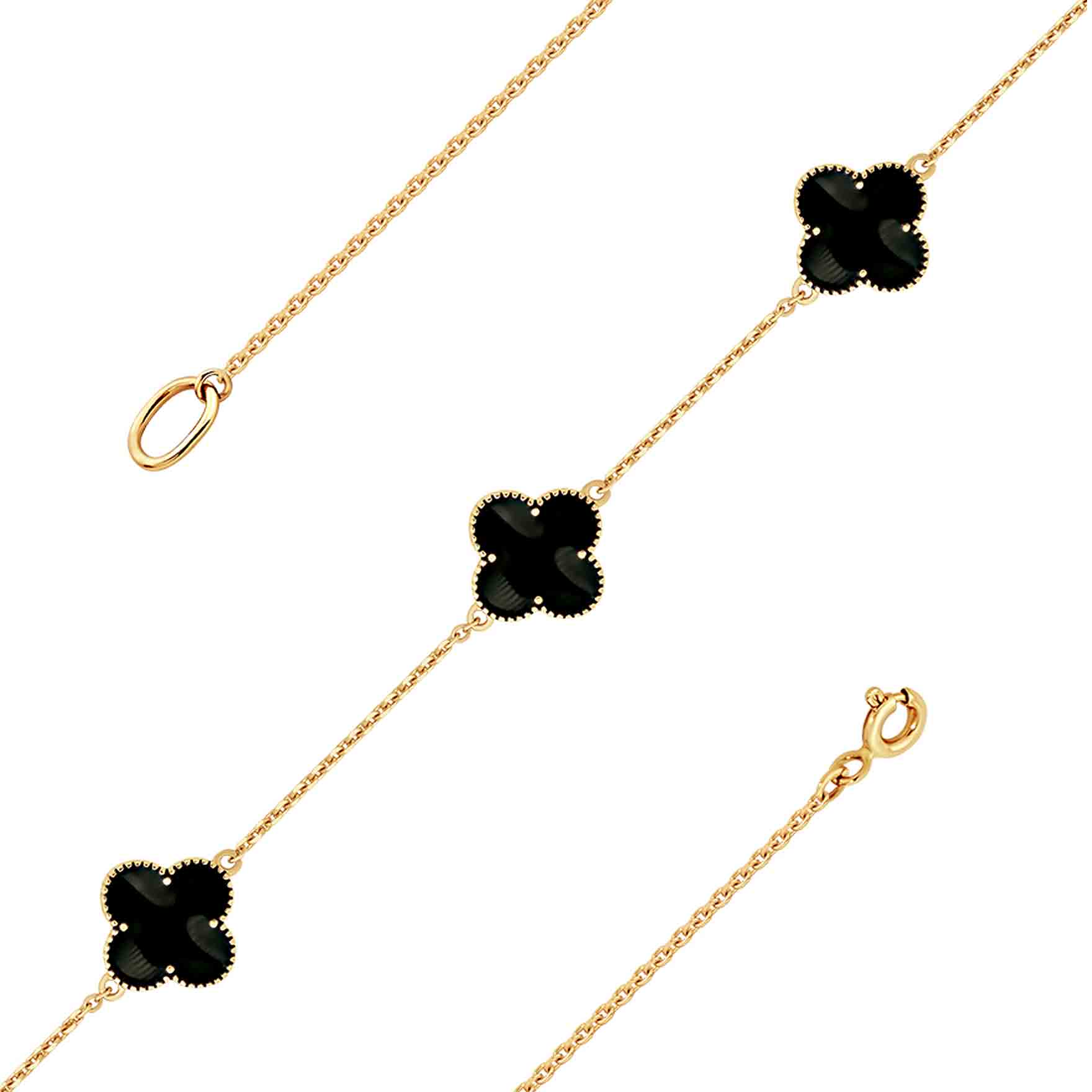 Gold Black Clover Cable Bangle