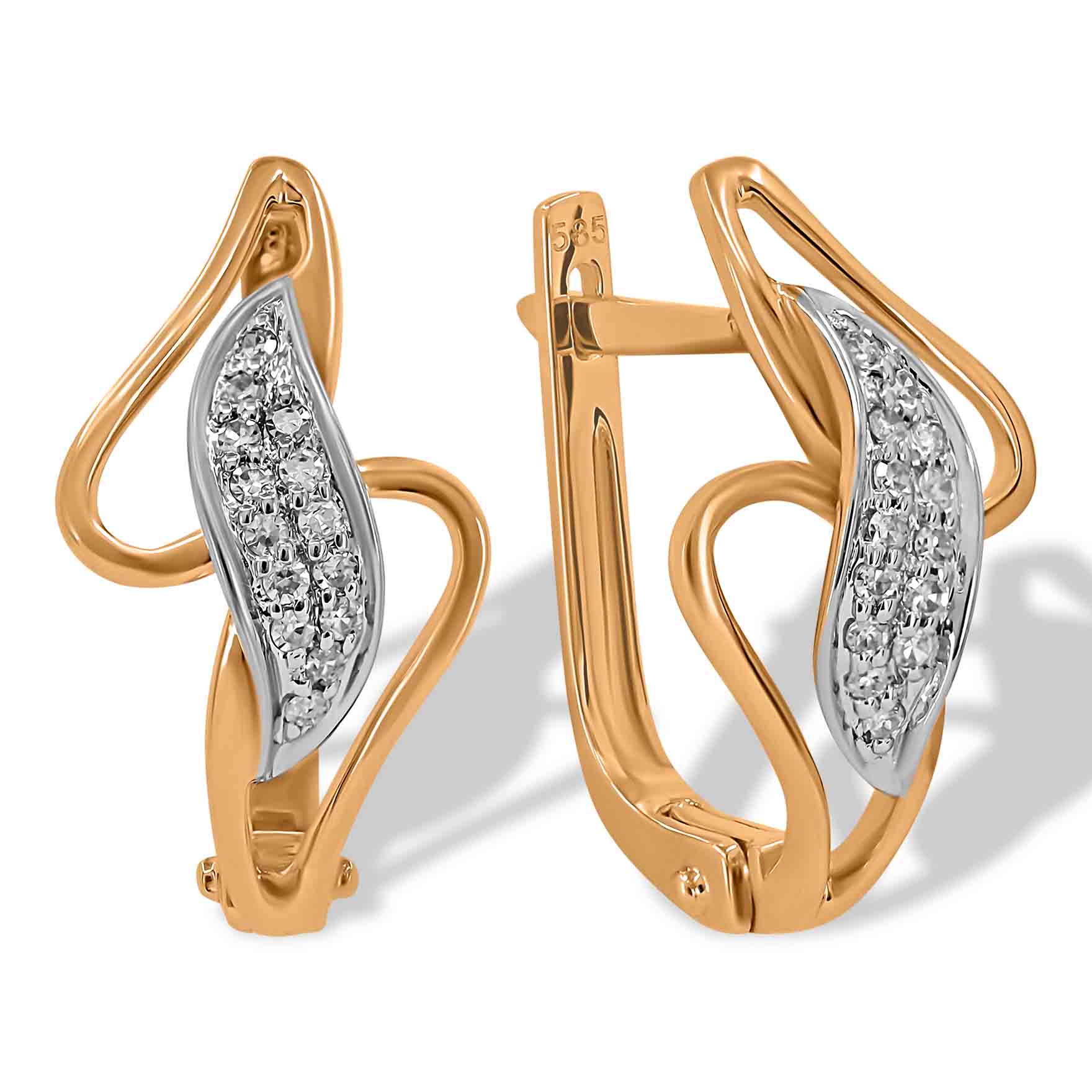 14K rose gold earrings with 0.08ctw diamonds | Golden Flamingo