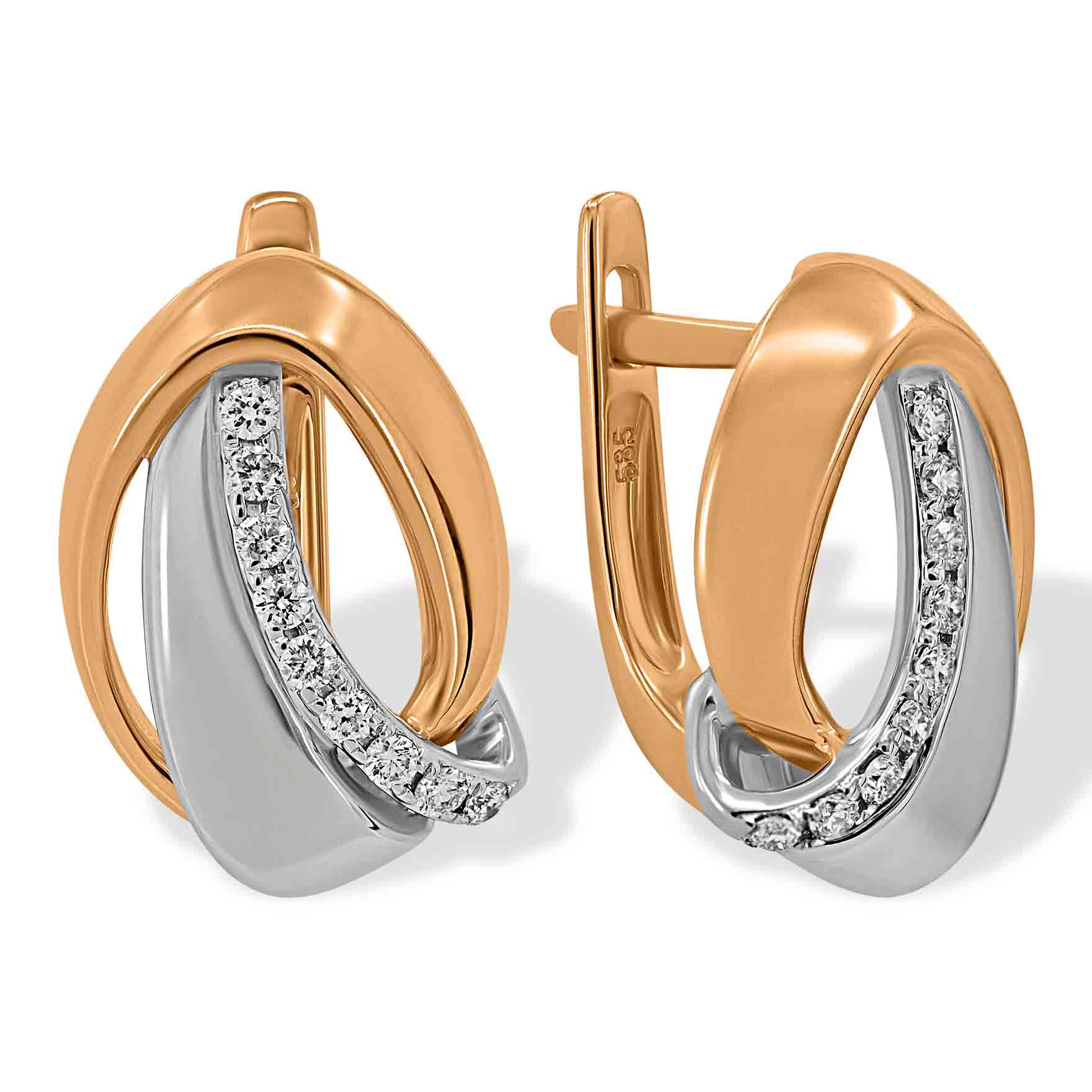 14K rose and white gold earrings with 0.16ctw diamonds Golden Flamingo