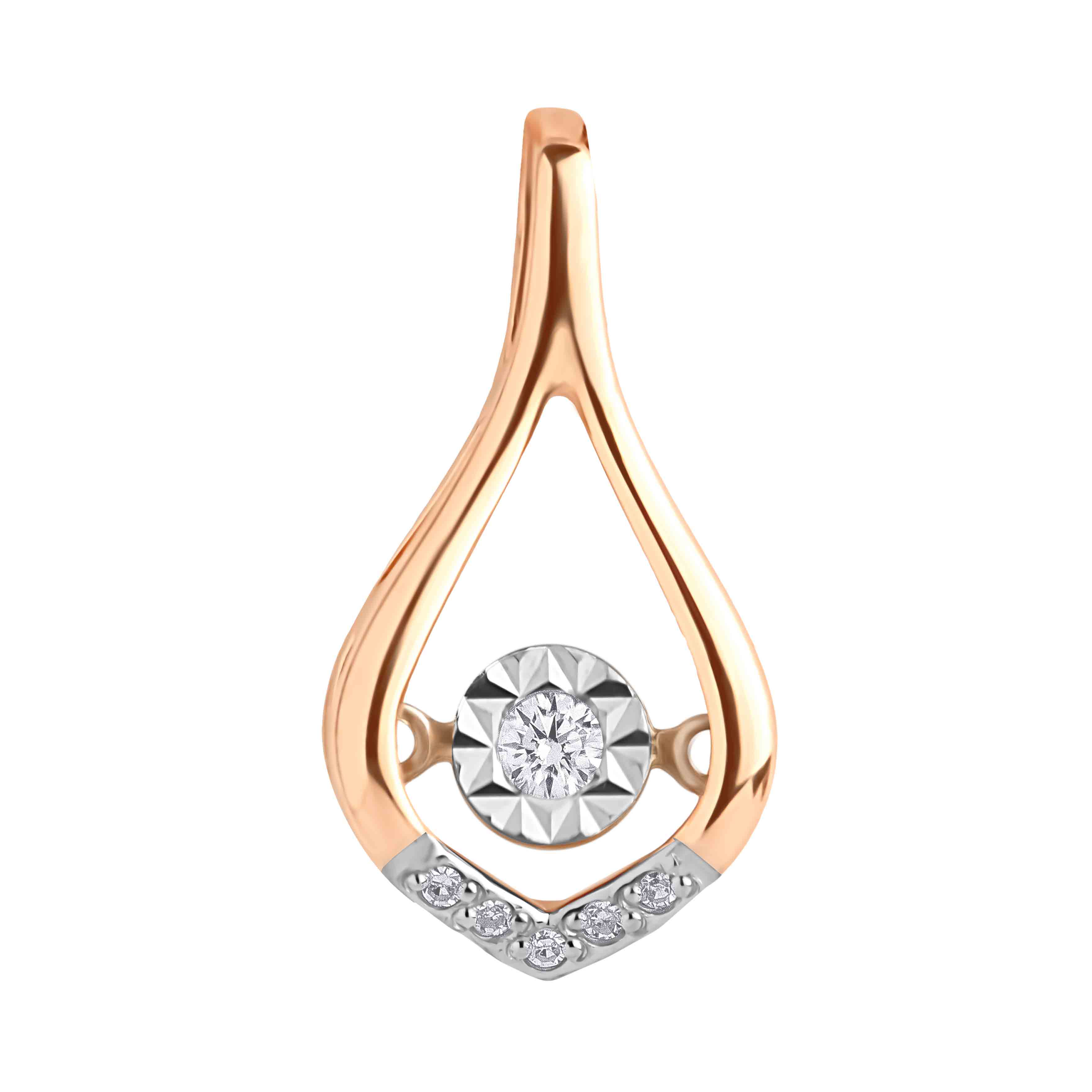 Fluttering diamond pear shape pendant in rose gold | Golden Flamingo