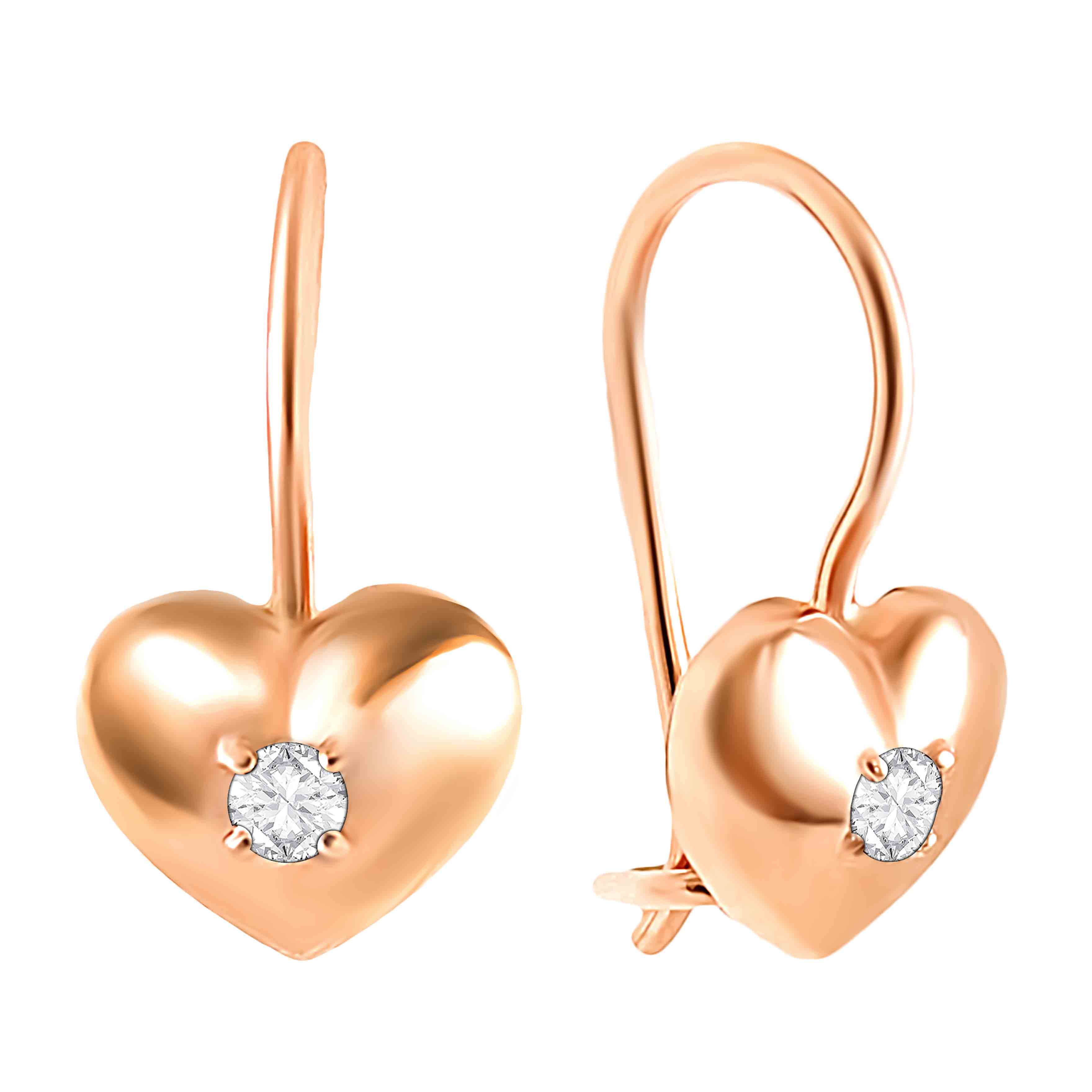 Kids heart earrings in 585 rose gold