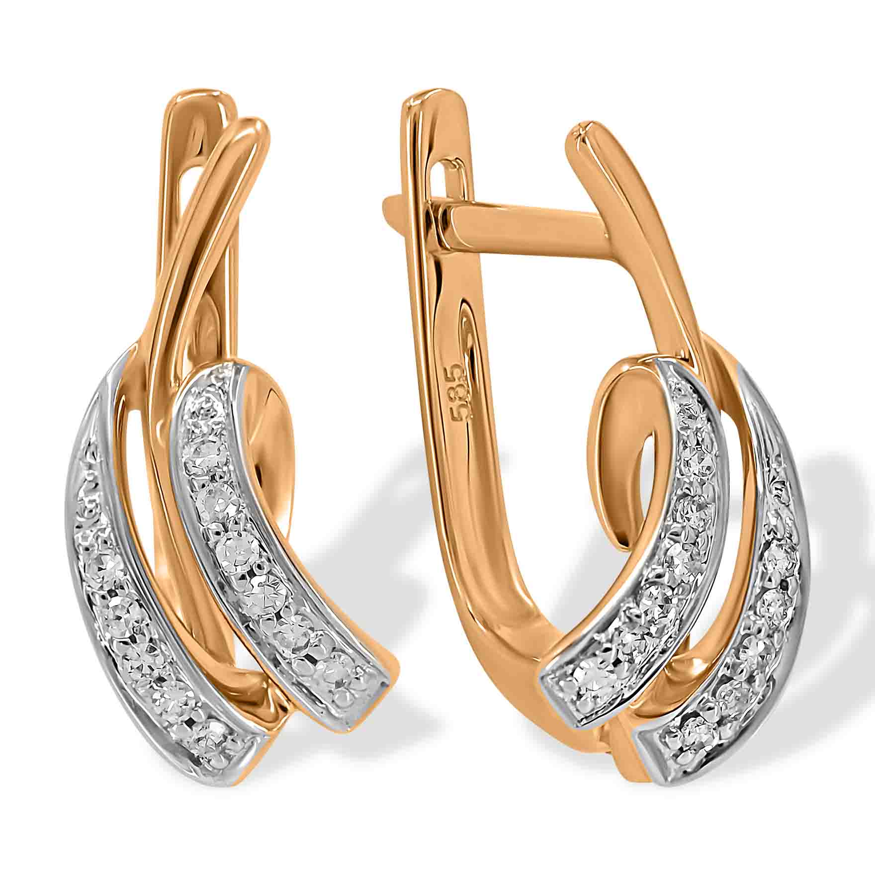 14K rose gold earrings with 0.08ctw diamonds | Golden Flamingo