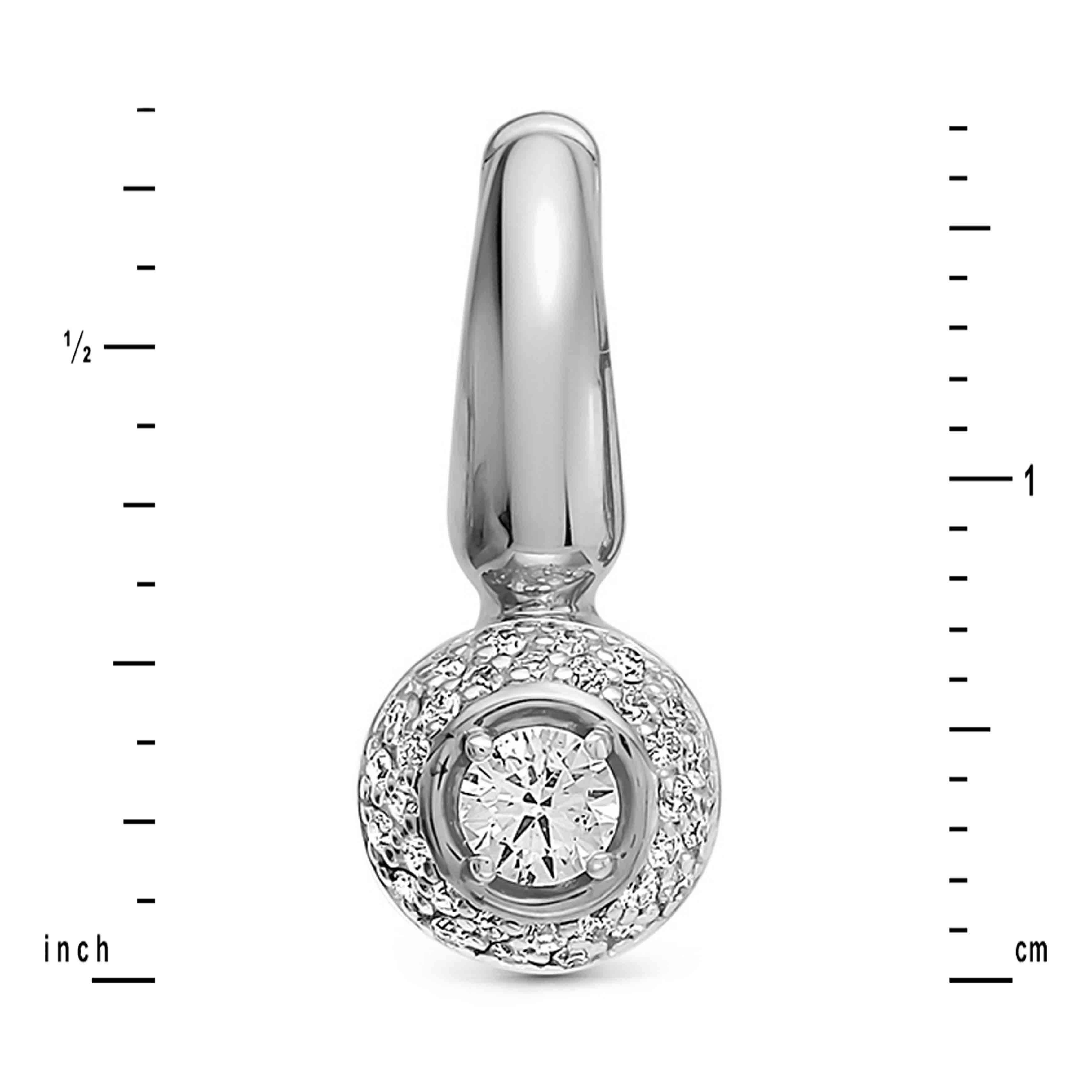 Diamond Leverback Earrings. Certified 585 (14kt) White Gold, Rhodium Finish. Iconic Design Diamond Leverback Earrings