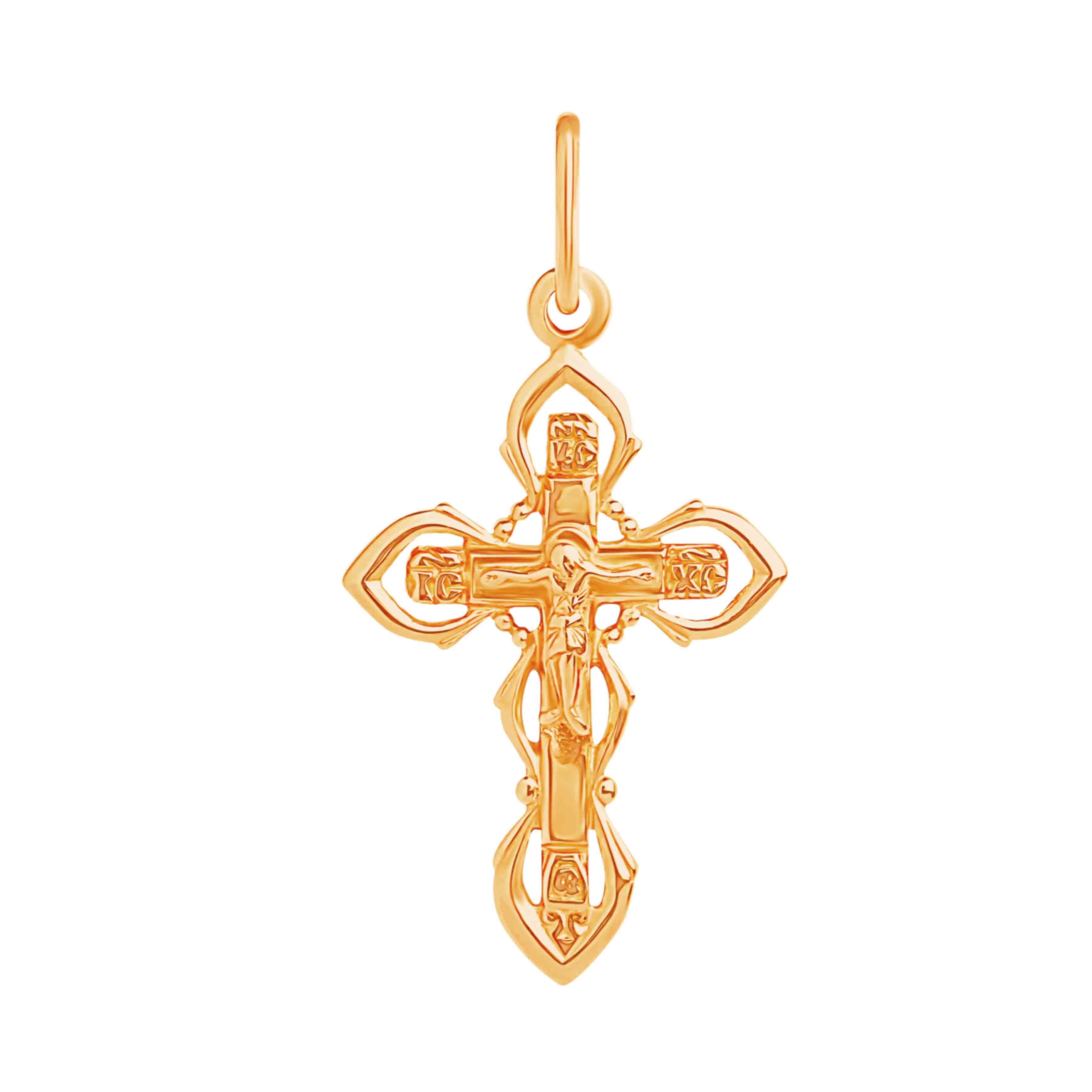 Orthodox Cross. Certified 585 (14kt) Rose Gold. Orthodox Cross Pendant  'Christ's Passions'