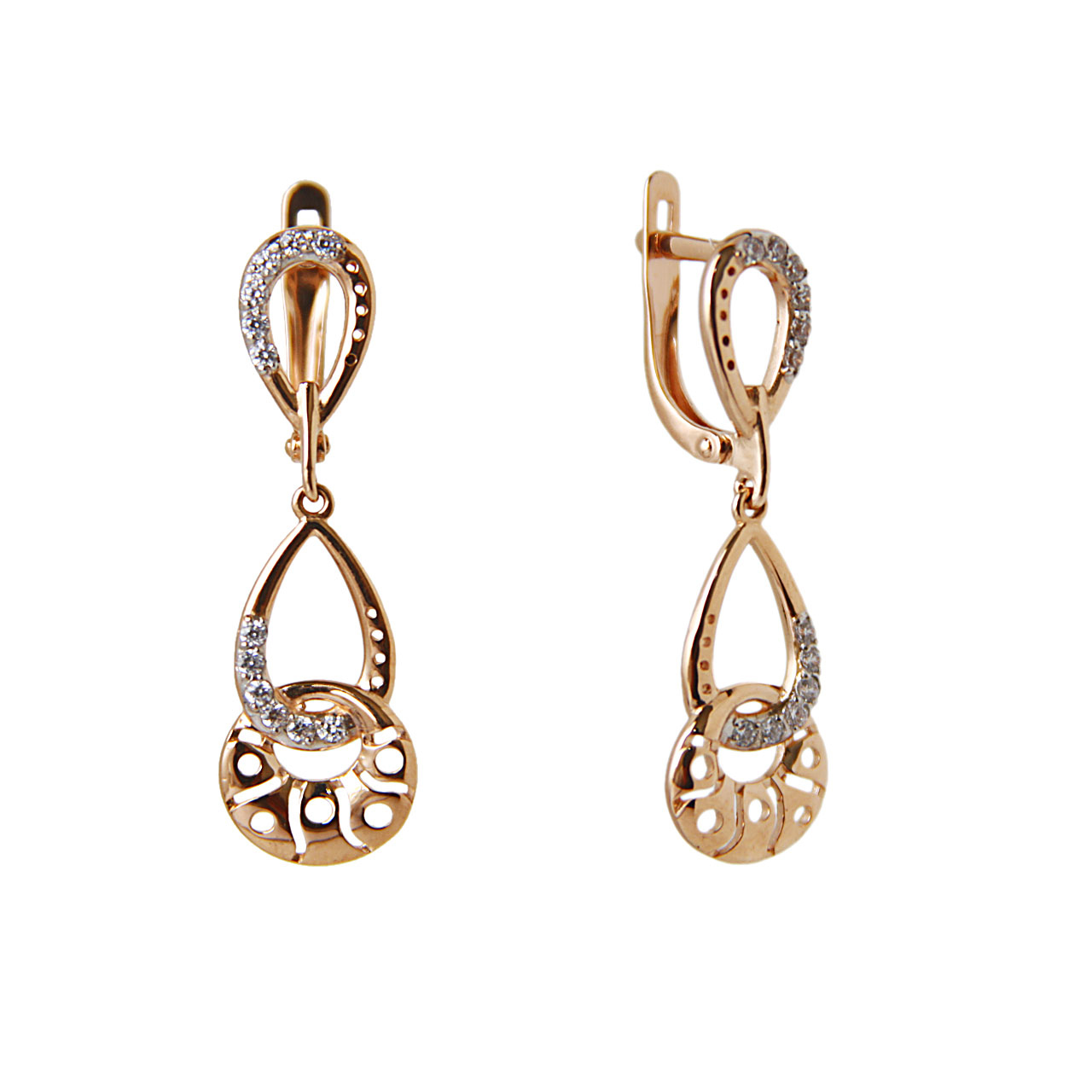 Cz Rose Gold Earrings Leverback Golden Flamingo