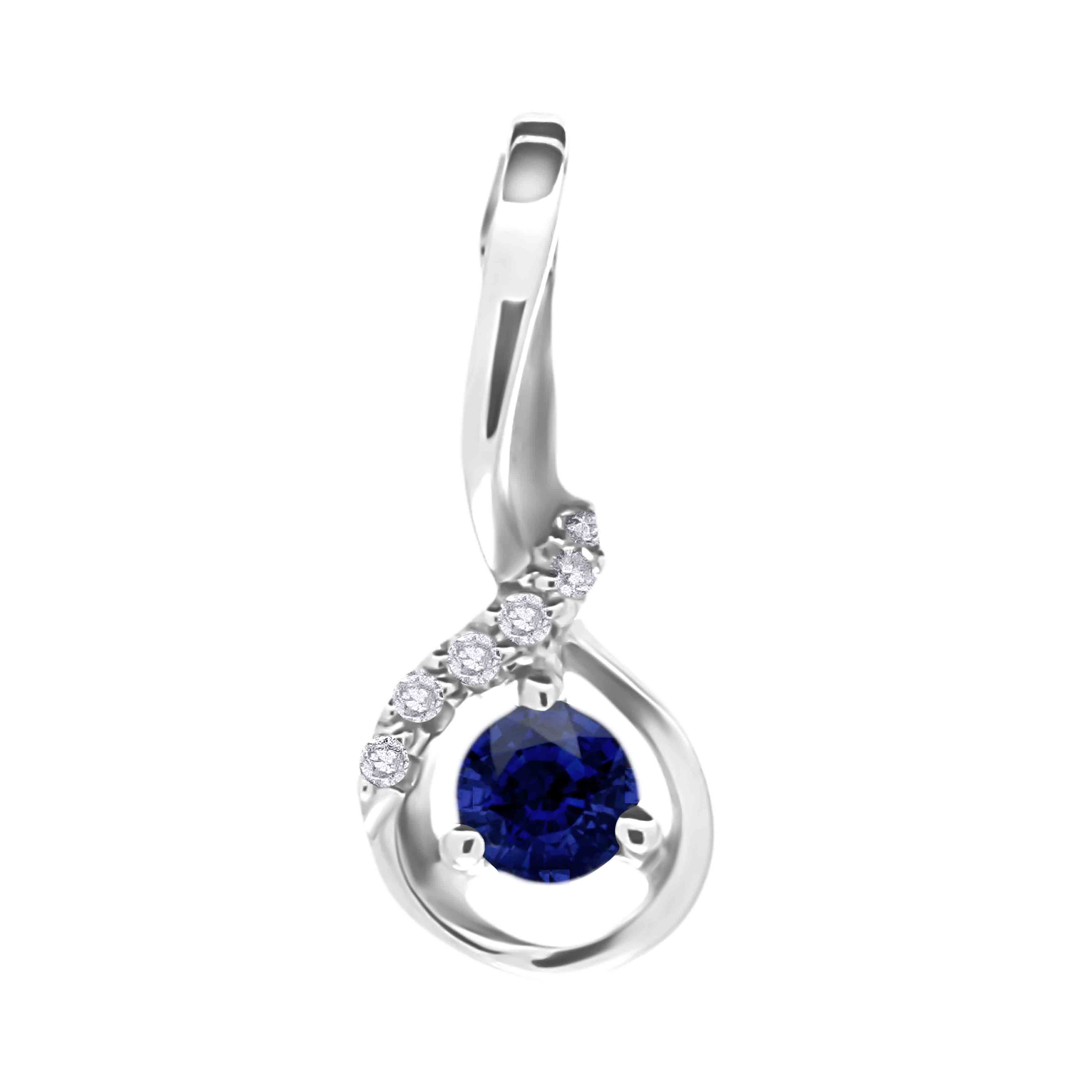 Sapphire white gold pendant | Golden Flamingo