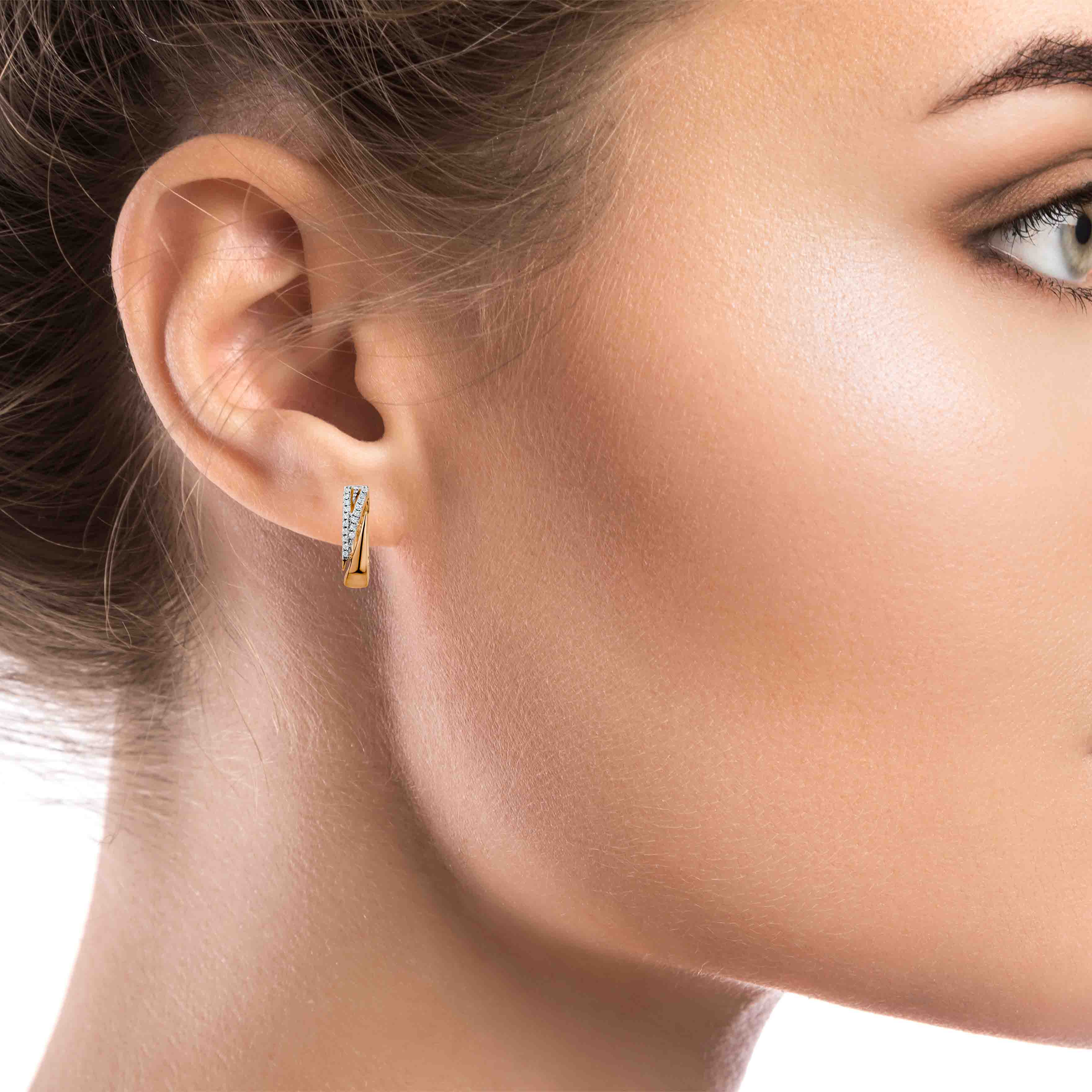 Diamond Earrings with Geometric Flavor. Hypoallergenic Cadmium-free 585  (14K) Rose Gold | Golden Flamingo