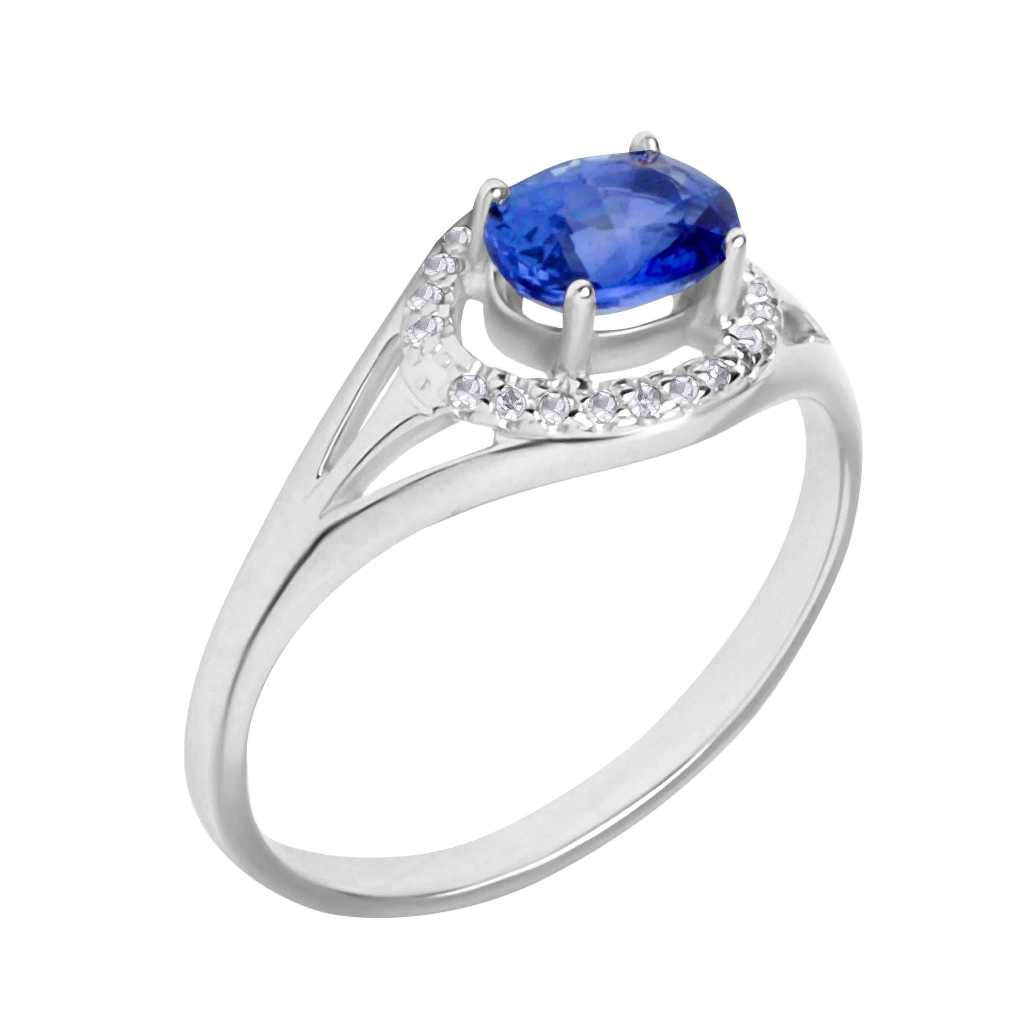 Cornflower sapphire white gold ring | Golden Flamingo