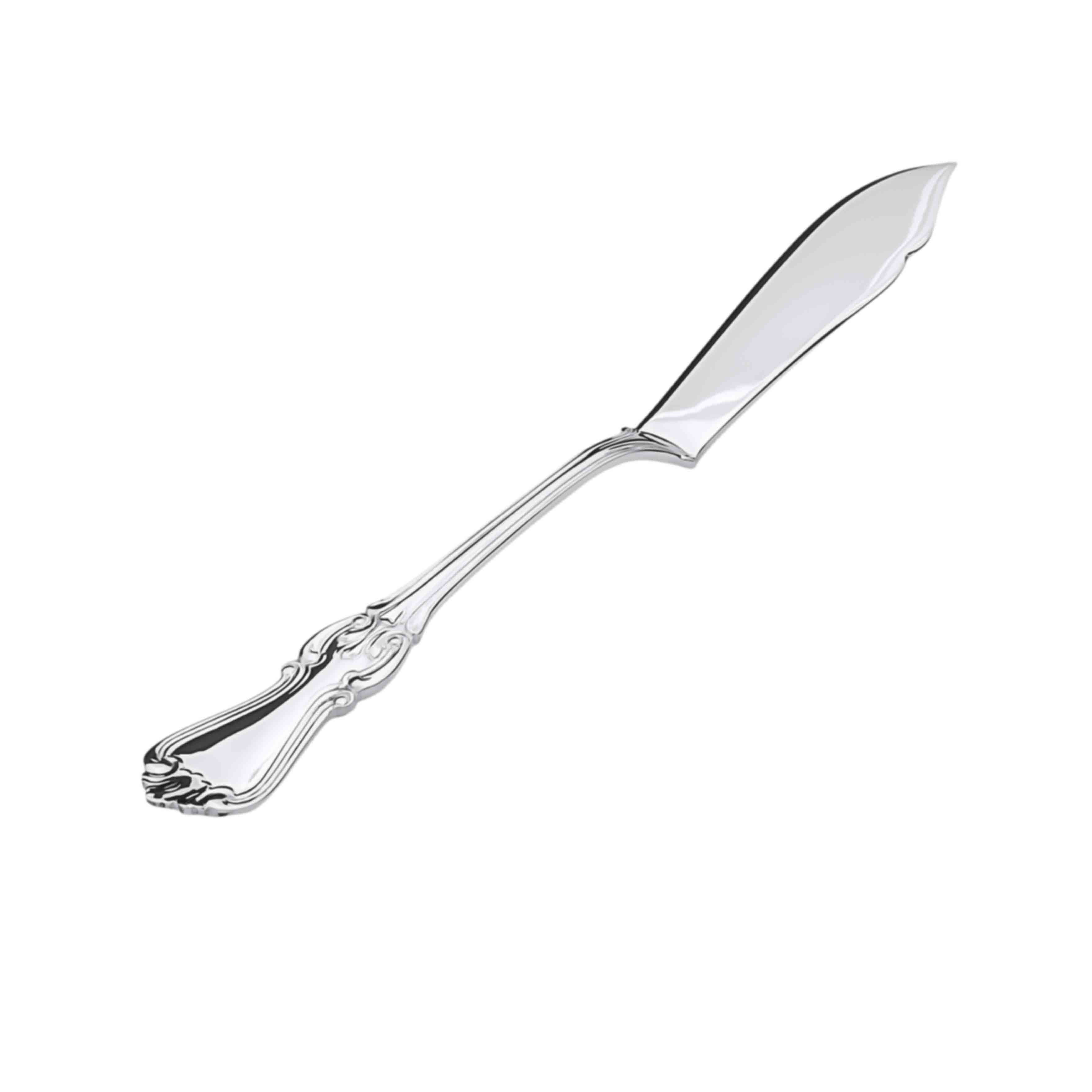 Silver Flatware - European Series. Hypoallergenic Antimicrobial 830/999  Silver. French Style Silver Knife for Fish and Seafood