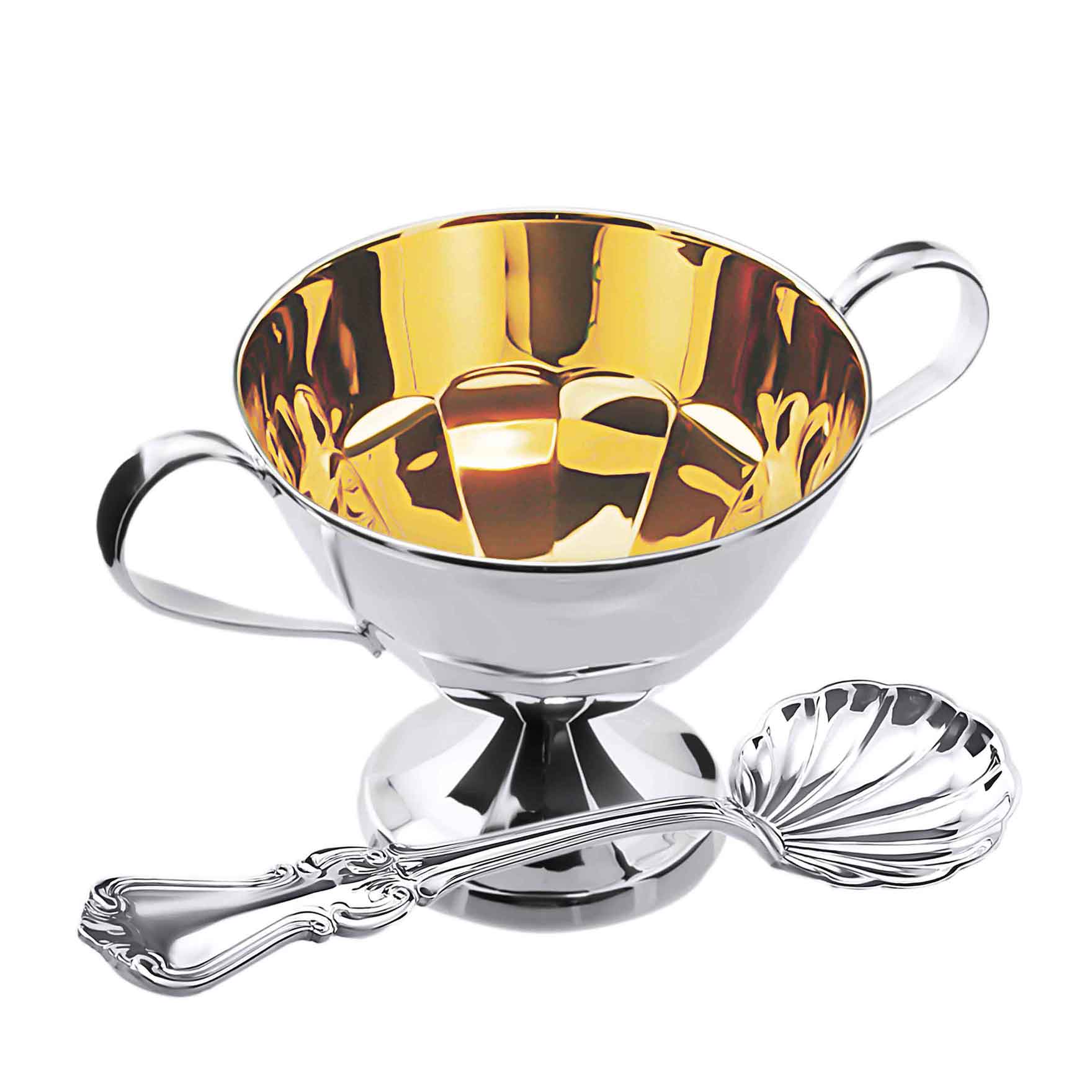 925 silver sugar bowl and spoon Golden Flamingo