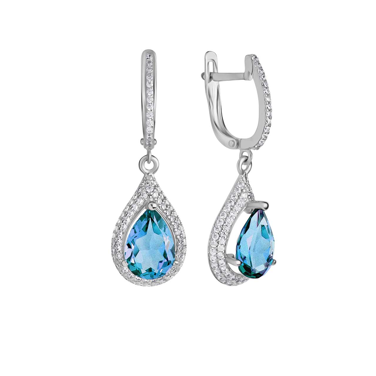 Blue topaz teardrop earrings | Golden Flamingo