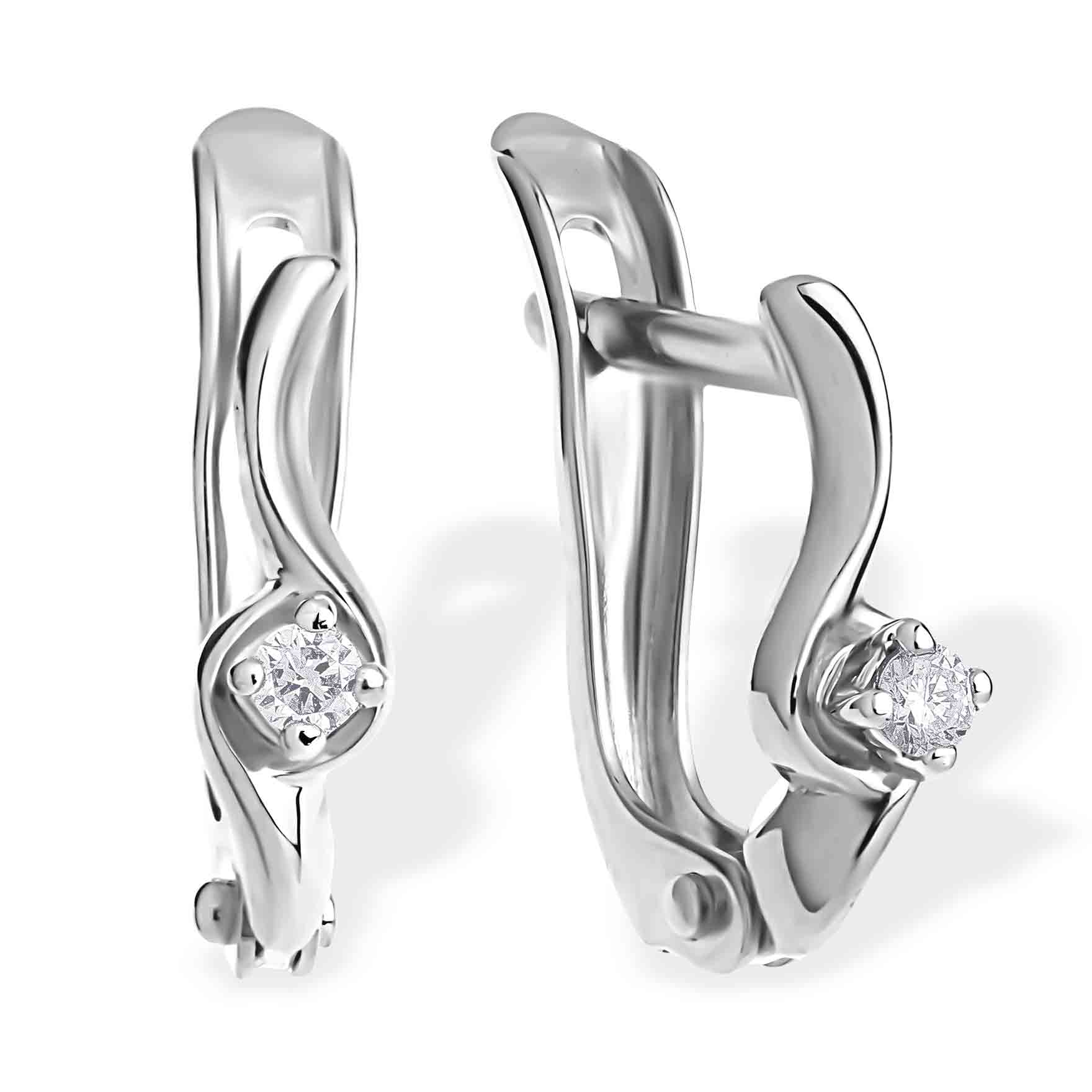 Kids' Earrings - Stud Earrings. Certified 585 White Gold, Rhodium, Screw  Backs. '4 Petals' Diamond Stud Earrings for Teens